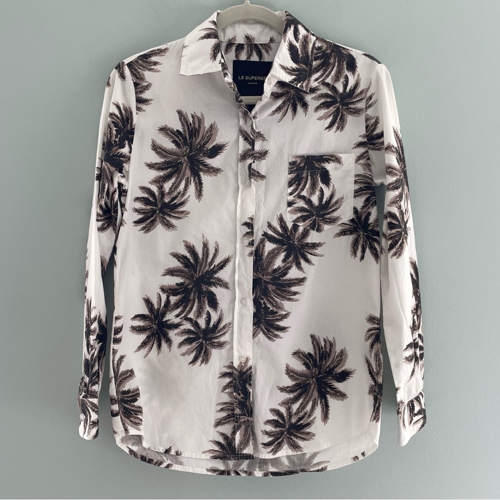 Le Superbe Palm Tree Button Down Long Sleeve Top - image 1